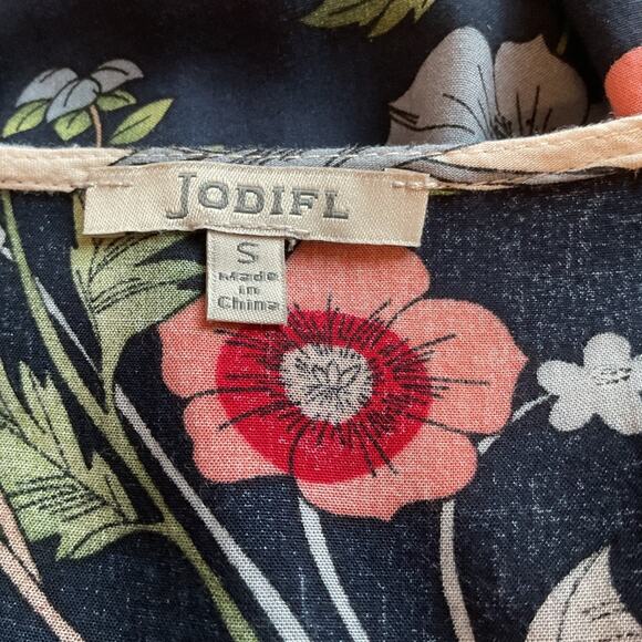 Jodufl Patchwork Floral Print Babydoll Boho Tie Closure Lined Flowy Dress S - Picture 4 of 7